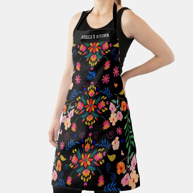 Mexican Bright Floral Folk Art Personalized Apron (Insitu)