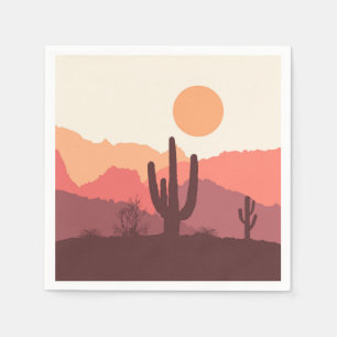 Mexican burgundy and orange desert landscape napkin