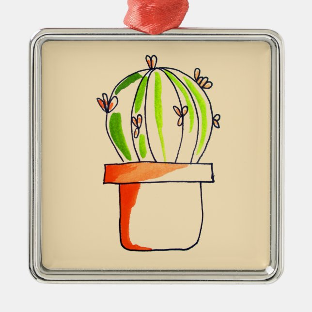 Mexican cactus cute desert art metal ornament (Front)