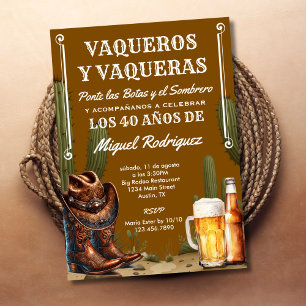 Mexican Cactus Desert Cowboy Spanish Birthday Invitation