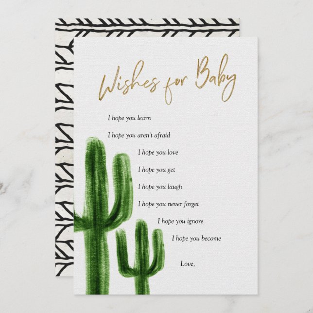 Mexican Cactus Wishes for Baby Game Card (Front/Back)