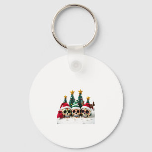 Mexican Calavera Santa Flower Sugar Skull Christma Keychain