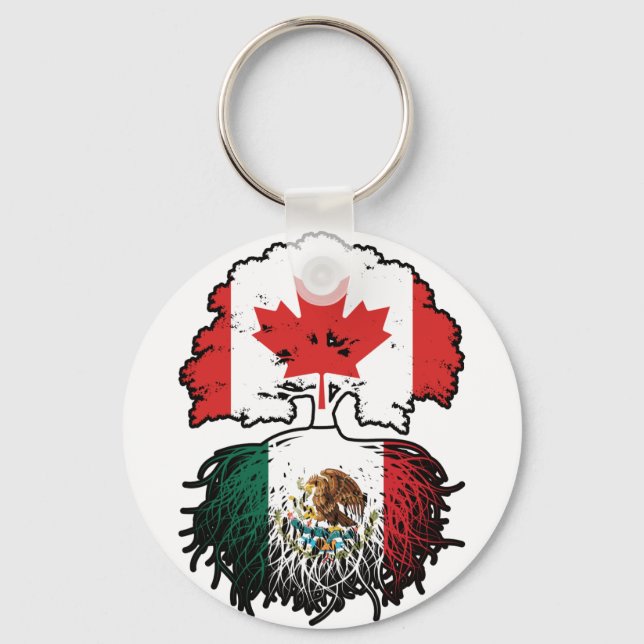 Mexican Canada Tree Roots Flag Keychain (Front)