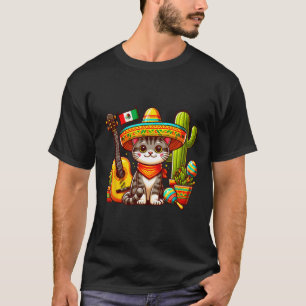 Mexican Cat Cinco De Mayo Kitten Let's Fiesta Viva T-Shirt