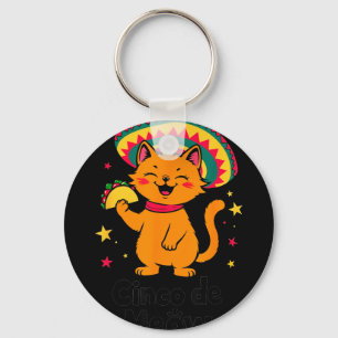 Mexican cat fiesta funny cinco de mayo cat cinco keychain