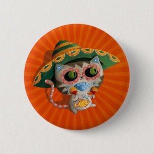 Mexican Cat with Sombrero 2 Inch Round Button