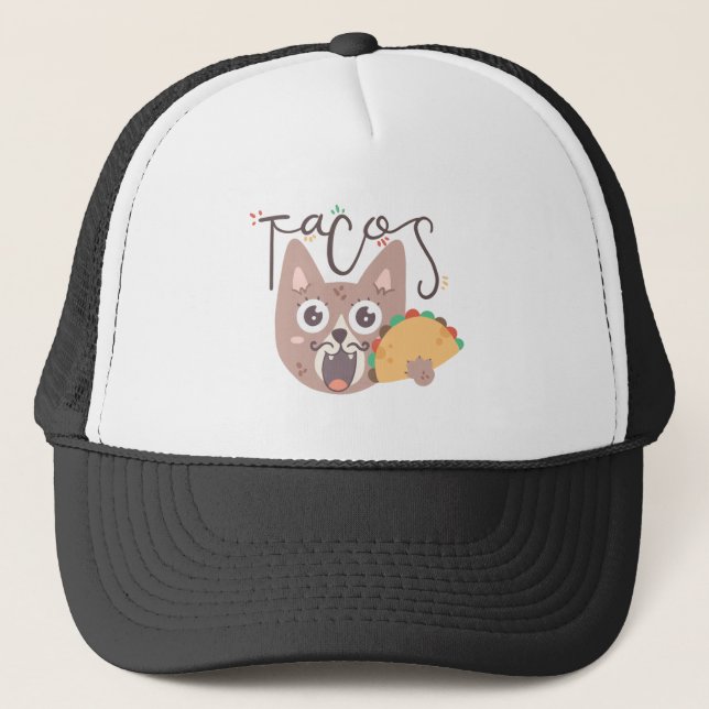 Mexican Cat With Taco Trucker Hat (Front)