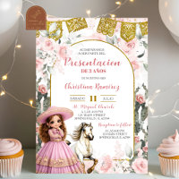 Mexican Charra Pink Floral Girl Presentacion de 3