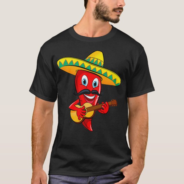 Mexican Chili Mariachi Guitar Musician Premium T-Shirt (Front)