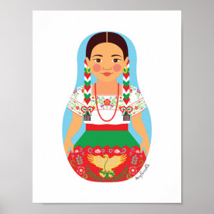 Mexican, China Poblana Matryoshka Poster