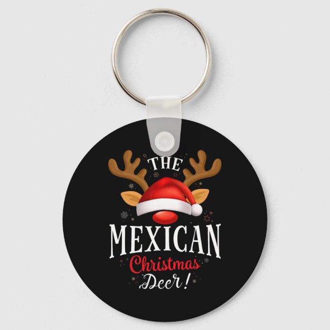 Mexican Christmas Deer Pjs Xmas Family Matching  Keychain (Front)