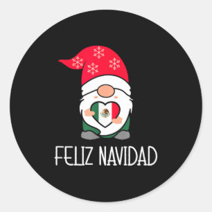 Mexican Christmas Gnome Feliz Navidad Mexico  Classic Round Sticker