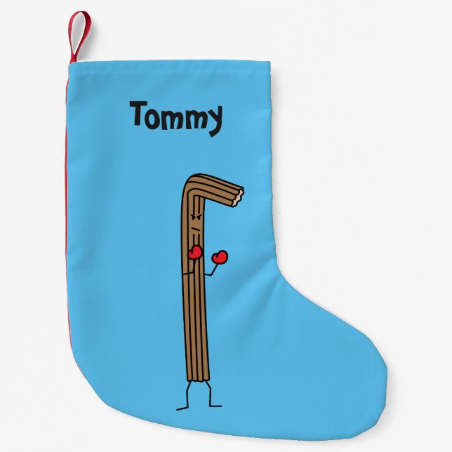 Mexican Churro Fighter with Red Boxing Gloves Small Christmas Stocking (Front)