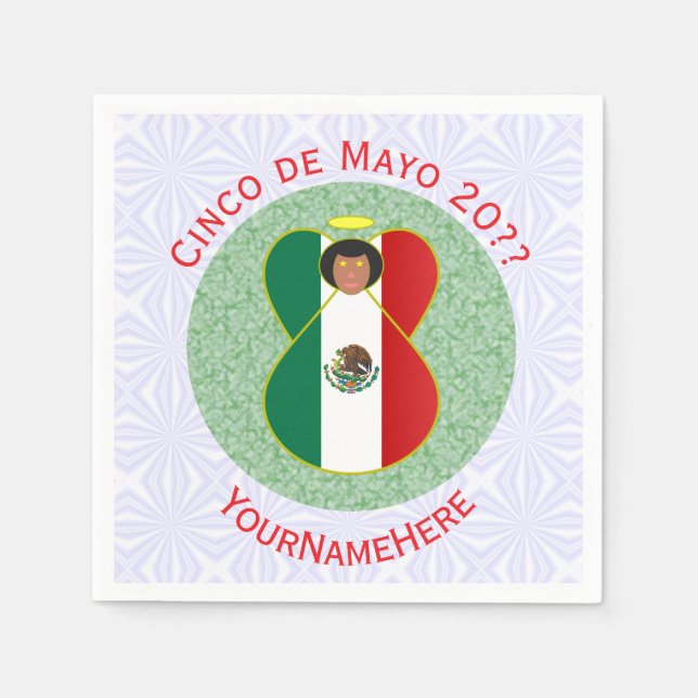 Mexican Cinco de Mayo Angel Personalized  Napkin (Front)