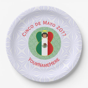 Mexican Cinco de Mayo Angel Personalized  Paper Plate
