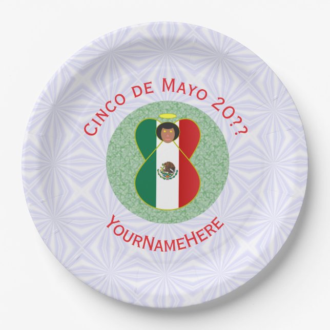 Mexican Cinco de Mayo Angel Personalized  Paper Plate (Front)