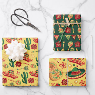Mexican Cinco De Mayo Pattern  Wrapping Paper Sheet