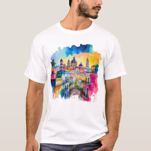 Mexican City Watercolour Art T-Shirt