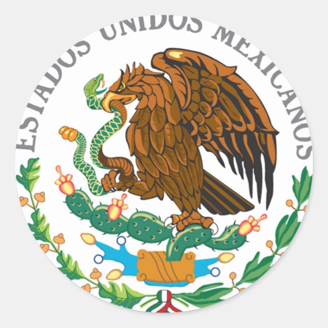 Mexican Coat of Arms Classic Round Sticker (Front)