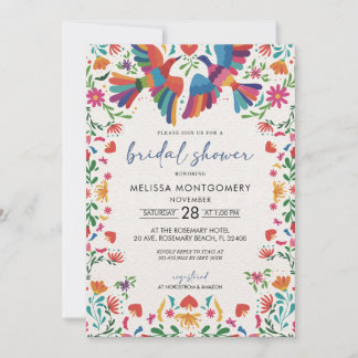 Mexican Coloful Bird Bridal Shower Invitation