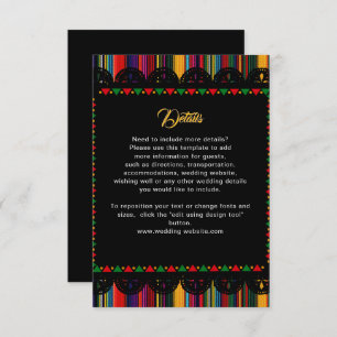 Mexican colorful wedding details  enclosure card