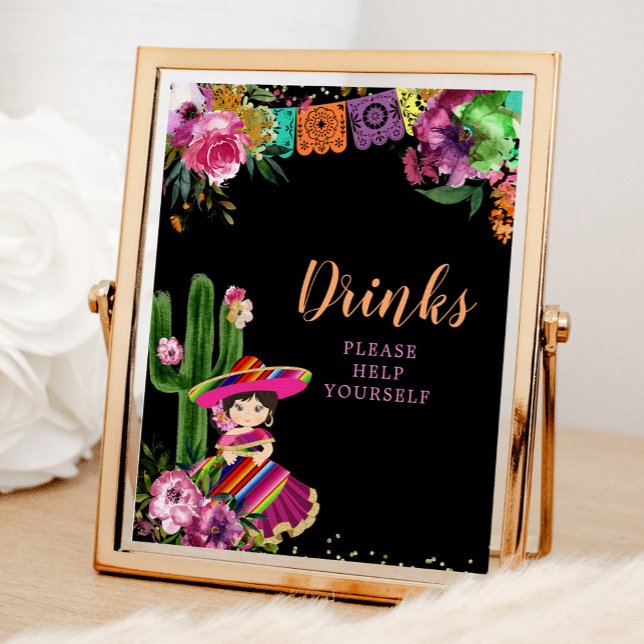 Mexican Colourful Fiesta Floral Birthday Drinks Poster (Creator Uploaded)