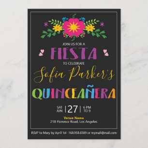 Mexican colourful Fiesta Quinceañera Invitation