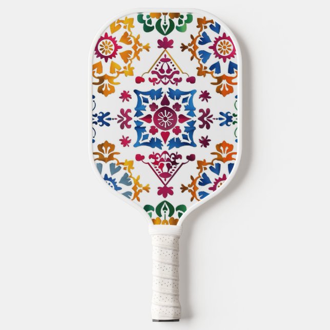 Mexican Colourful Star Tile Pickleball Paddle (Front)