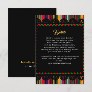 Mexican colourful wedding details enclosure card