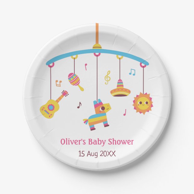 Mexican Crib Toys Fiesta Baby Shower Supplies Paper Plate (Front)