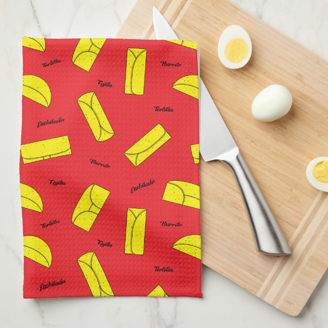 Mexican Cuisine Tortilla Burrito Fajita Enchilada Kitchen Towel (Quarter Fold)