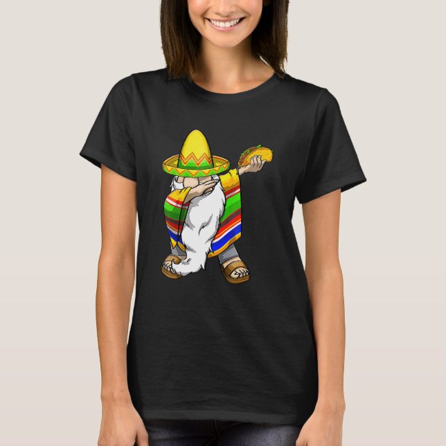 Mexican Dabbing Gnome Cinco De Mayo Poncho Sombrer T-Shirt (Front)