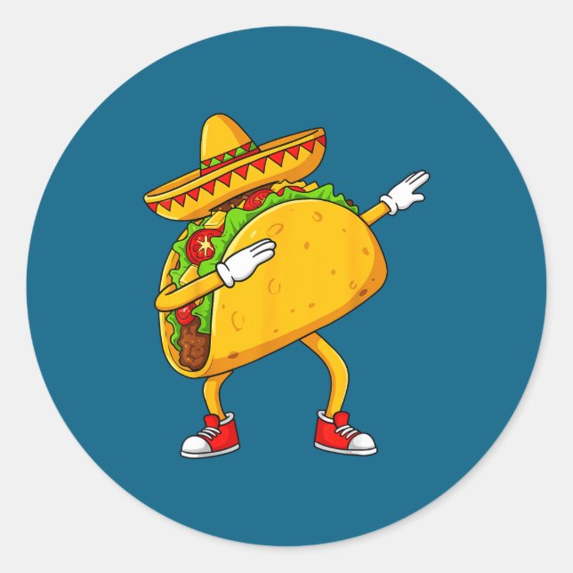 Mexican dabbing taco funny cinco de mayo  classic round sticker (Front)