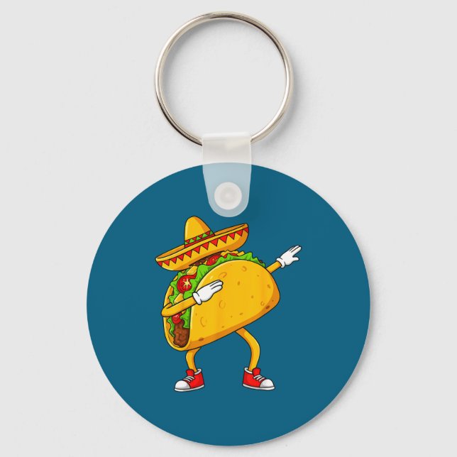 Mexican dabbing taco funny cinco de mayo  keychain (Front)