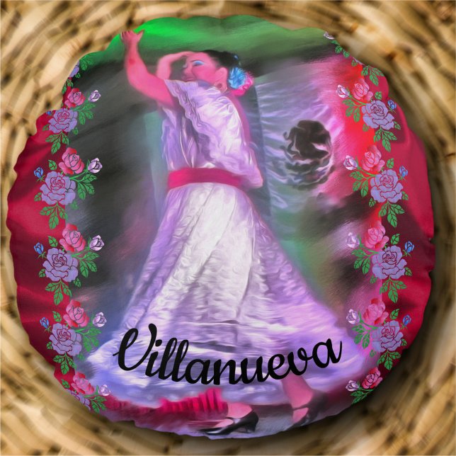 Mexican Dancer  & Roses 0175 Round Pillow (Creator Uploaded)