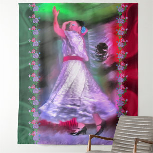 Mexican Dancer & Roses 0175 Tapestry