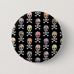 Mexican Day of Dead Skull Crossbones 2 Inch Round Button
