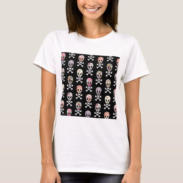 Mexican Day of Dead Skull Crossbones T-Shirt (Front)