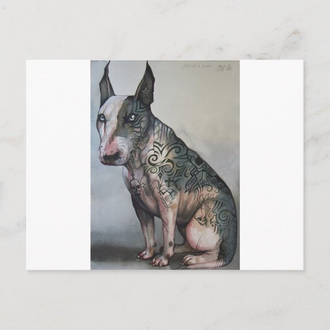Mexican day of the dead bull terrier postcard (Front)
