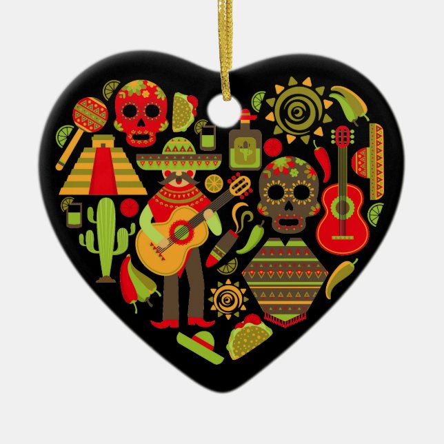Mexican day of the dead Mexico Ceramic Ornament (Front)