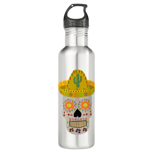 Mexican Day of the Dead Skull  710 Ml Water Bottle (Front)
