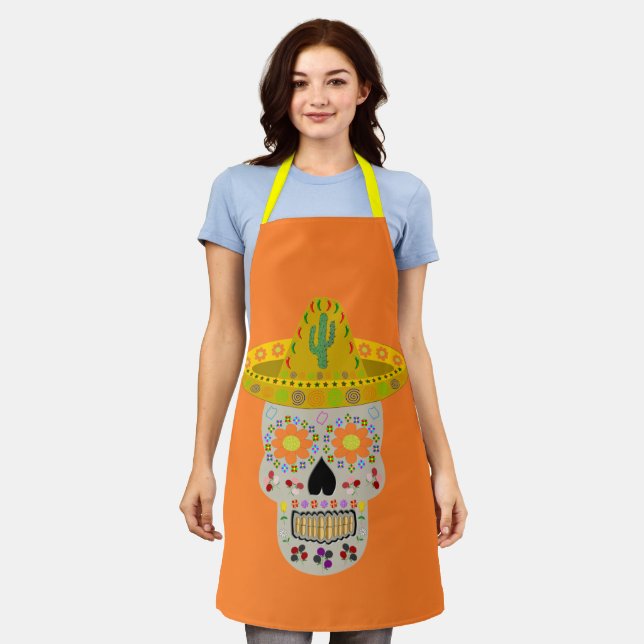 Mexican Day of the Dead Skull  Apron (Worn)