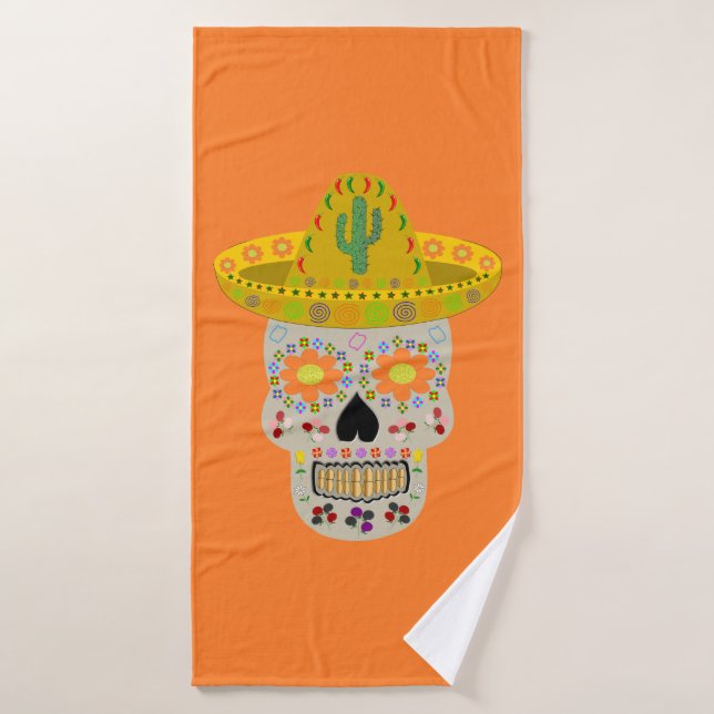 Mexican Day of the Dead Skull  Bath Towel (Bath Towel)