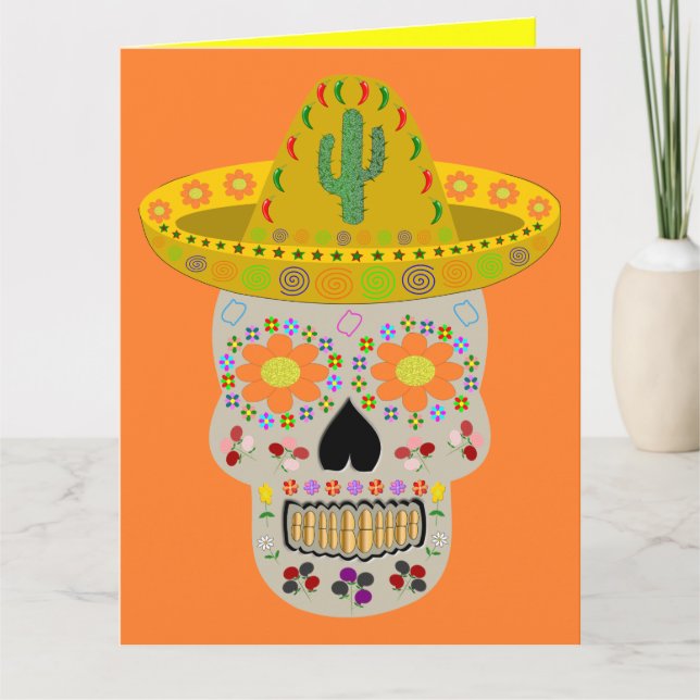 Mexican Day of the Dead Skull Custom Card (Front)