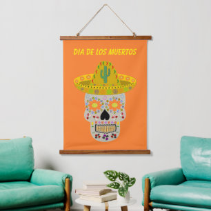 Mexican Day of the Dead Skull Custom Hanging Tapestry
