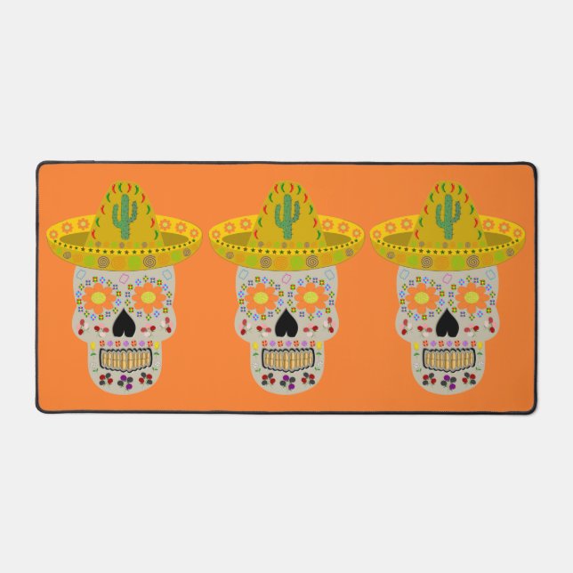 Mexican Day of the Dead Skull  Desk Mat (Front)