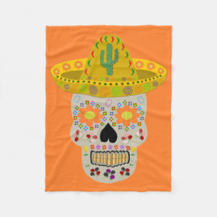 Mexican Day of the Dead Skull  Fleece Blanket
