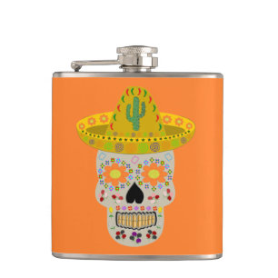 Mexican Day of the Dead Skull Hip Flask