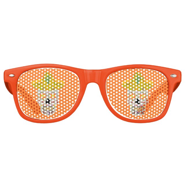 Mexican Day of the Dead Skull  Retro Sunglasses (Front)