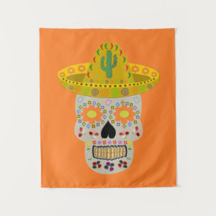 Mexican Day of the Dead Skull Tapestry